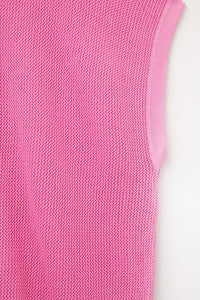 Q2 Women's Sweater One Size / Fuchsia Grid Knit Sweater In Fuchsia Color