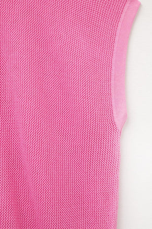 Q2 Women's Sweater One Size / Fuchsia Grid Knit Sweater In Fuchsia Color