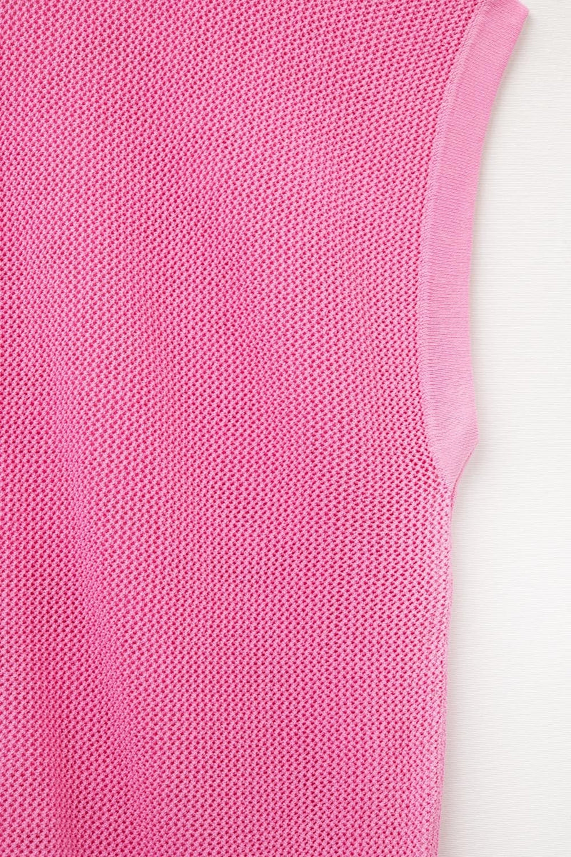 Q2 Women's Sweater One Size / Fuchsia Grid Knit Sweater In Fuchsia Color