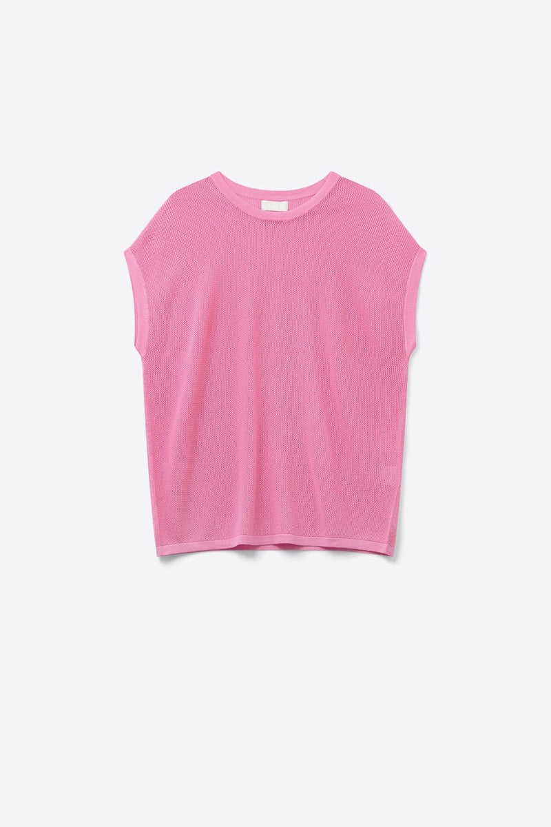 Q2 Women's Sweater One Size / Fuchsia Grid Knit Sweater In Fuchsia Color
