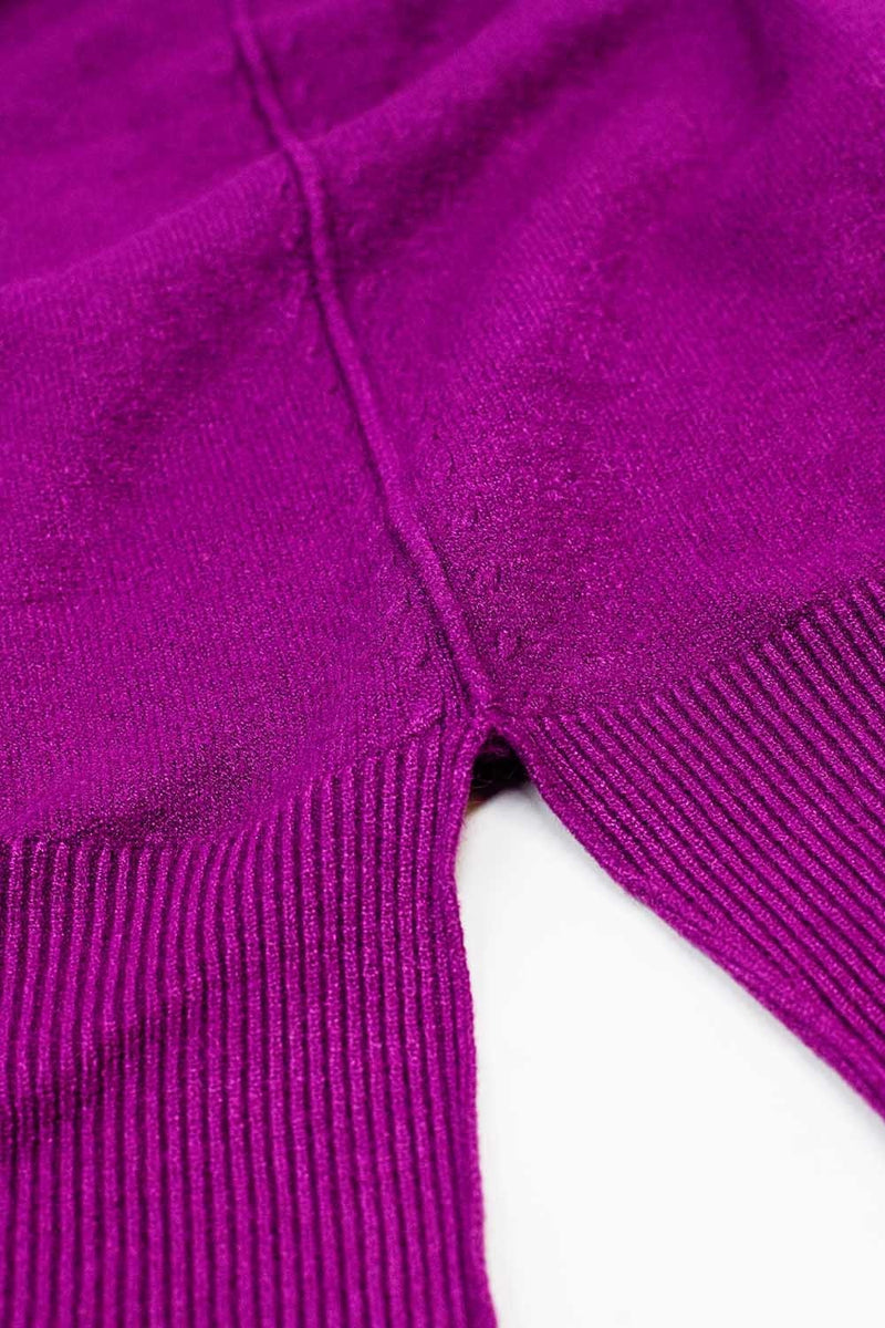 Q2 Women's Sweater One Size / Fuchsia Loose Fuchsia Sweater With Open Back Detail