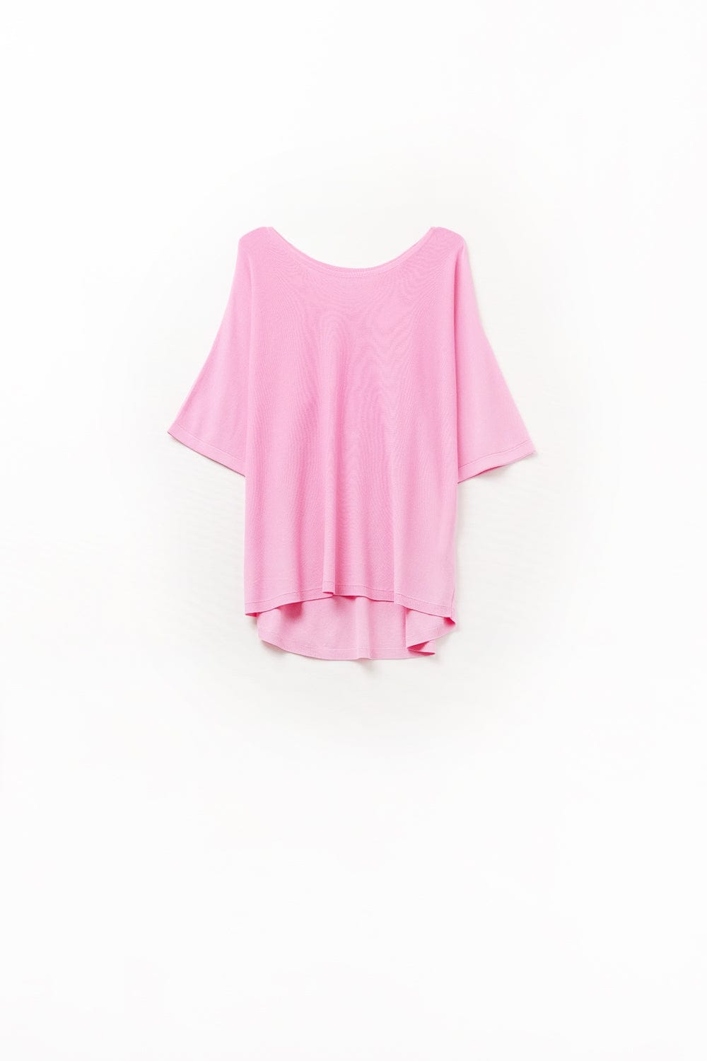Q2 Women's Sweater One Size / Fuchsia Oversized Sweater In Fuchsia With Elbow-Length Sleeves