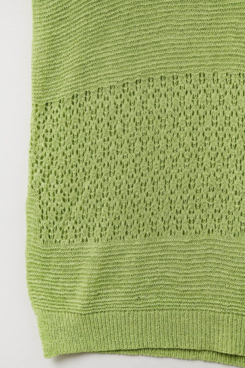 Q2 Women's Sweater One Size / Green Green Sweater With Soft Open Knit And Dropped Sleeves