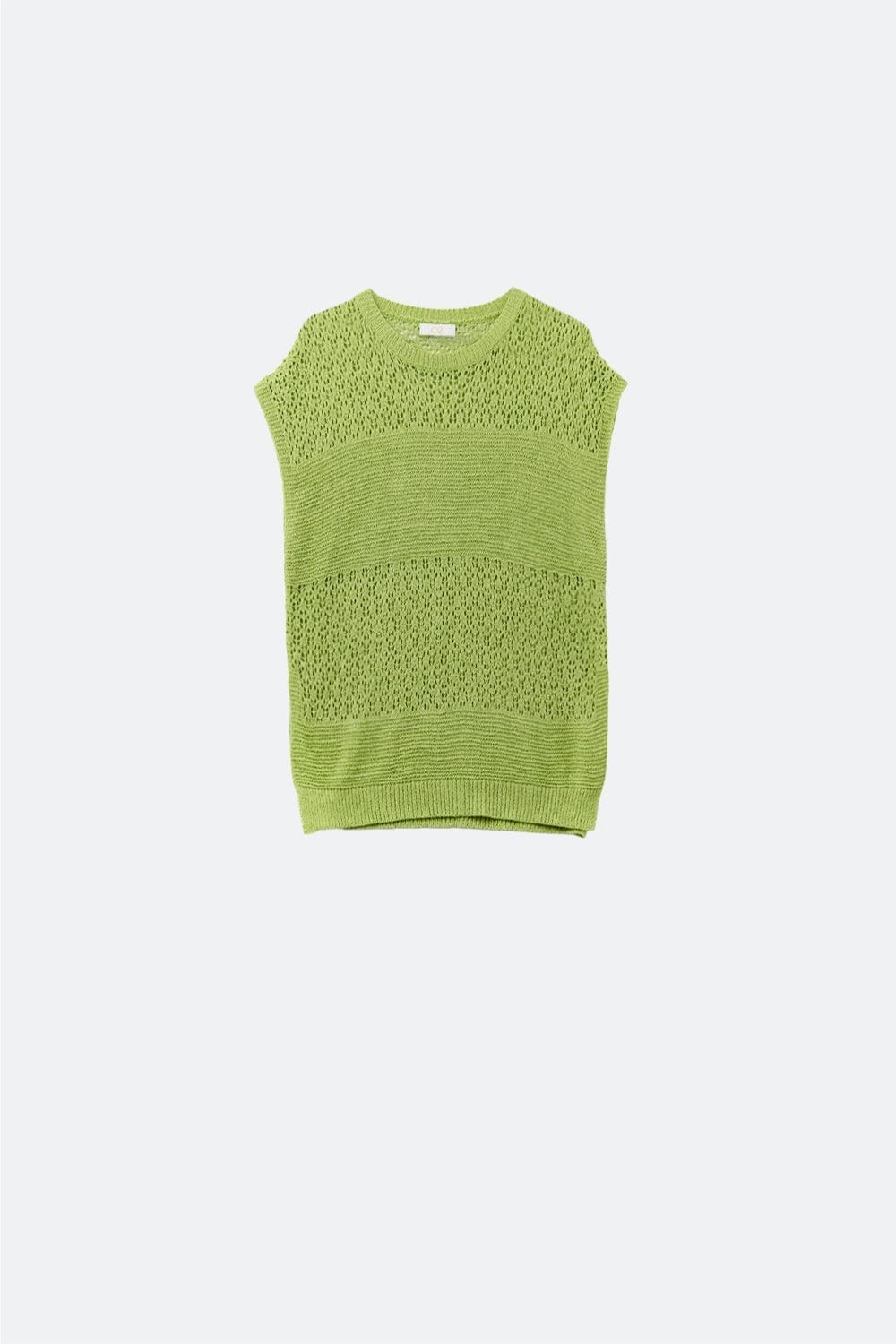 Q2 Women's Sweater One Size / Green Green Sweater With Soft Open Knit And Dropped Sleeves