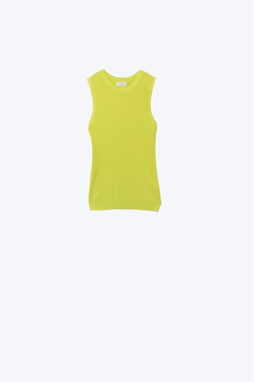 Q2 Women's Sweater One Size / Green Lime Green Sleeveless Ribbed Knit Top