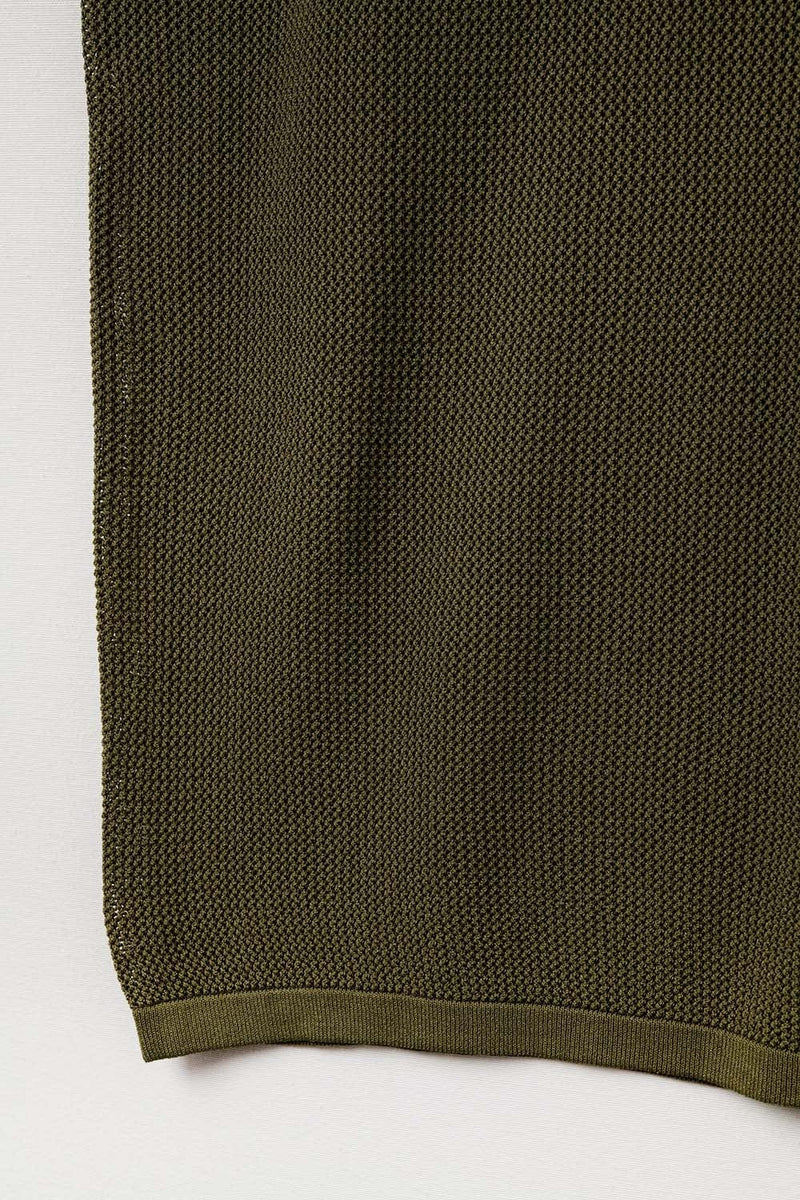 Q2 Women's Sweater One Size / Green Mesh Knit Sweater In Khaki Color