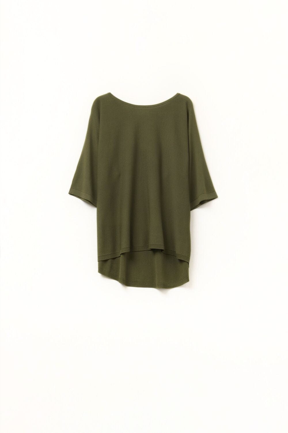 Q2 Women's Sweater One Size / Green Oversized Kakhi Sweater With Elbow-Length Sleeves