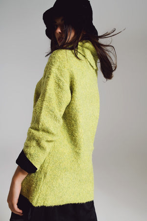 Q2 Women's Sweater One Size / Green Sweater In Green With A Bardot Neck.