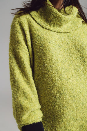 Q2 Women's Sweater One Size / Green Sweater In Green With A Bardot Neck.