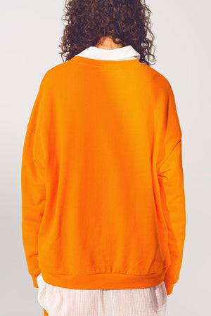 Q2 Women's Sweater One Size / Orange / China L'amour Text Sweater in Orange