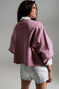 Q2 Women's Sweater One Size / Pink Oversized Sweater With Boatneck In Dusty Pink