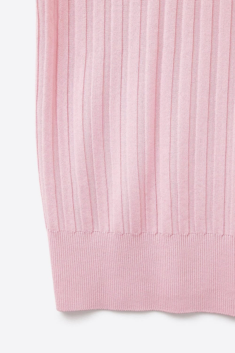 Q2 Women's Sweater One Size / Pink Pink Fine Rib Knitted Sweater With Boat Neck