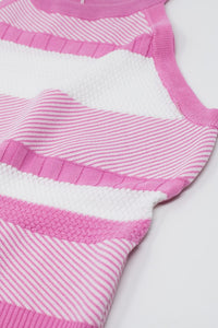 Q2 Women's Sweater One Size / Pink Pink Halter Tank Top With Stripe Design In Different Knits