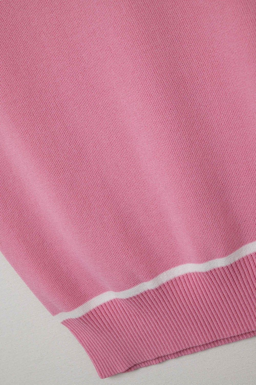 Q2 Women's Sweater One Size / Pink Sleeveless Sweater In Pink Featuring Detail White Lines