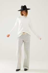 Q2 Women's Sweater One Size / White Loose White Sweater With Open Back Detail