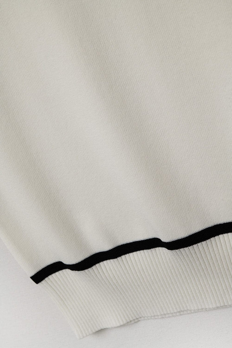 Q2 Women's Sweater One Size / White Sleeveless Sweater In White Featuring Black Lines On The Outside