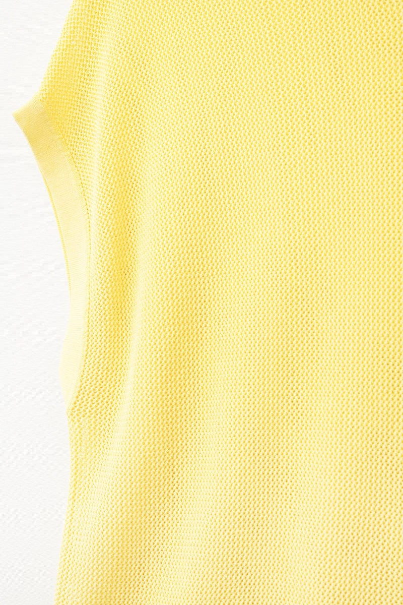 Q2 Women's Sweater One Size / Yellow Grid Knit Sweater In Yellow Color