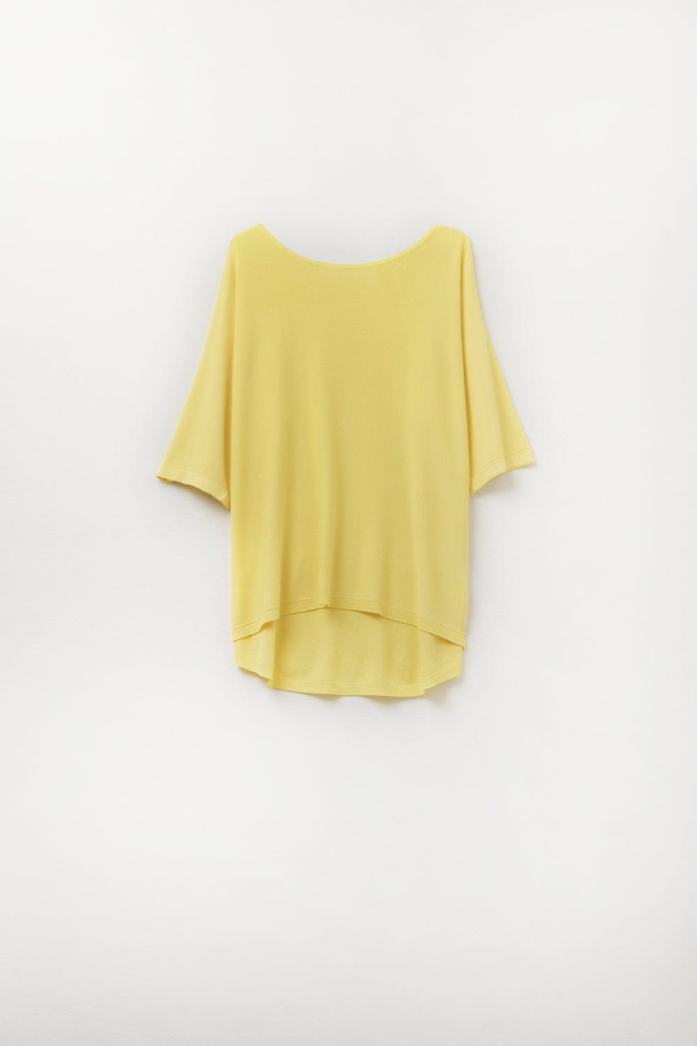 Q2 Women's Sweater One Size / Yellow Oversized Yellow Sweater With Elbow-Length Sleeves