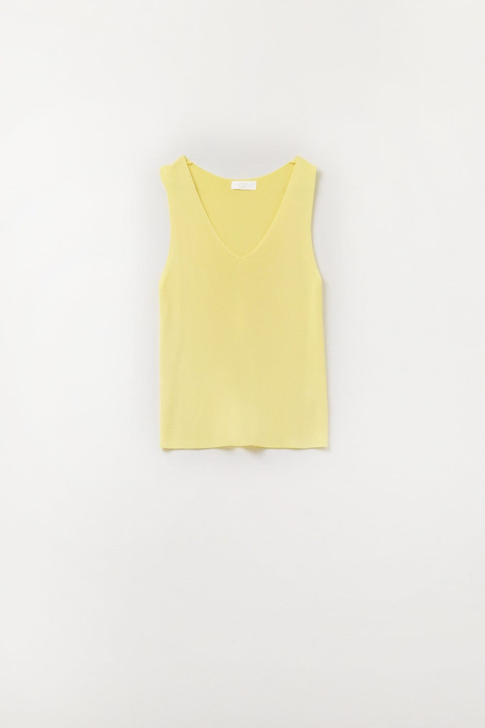 Q2 Women's Sweater One Size / Yellow Yelow Sleeveless Fine Knitted Top With V-Neck