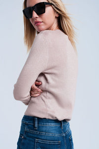 Q2 Women's Sweater Pink shiny sweater