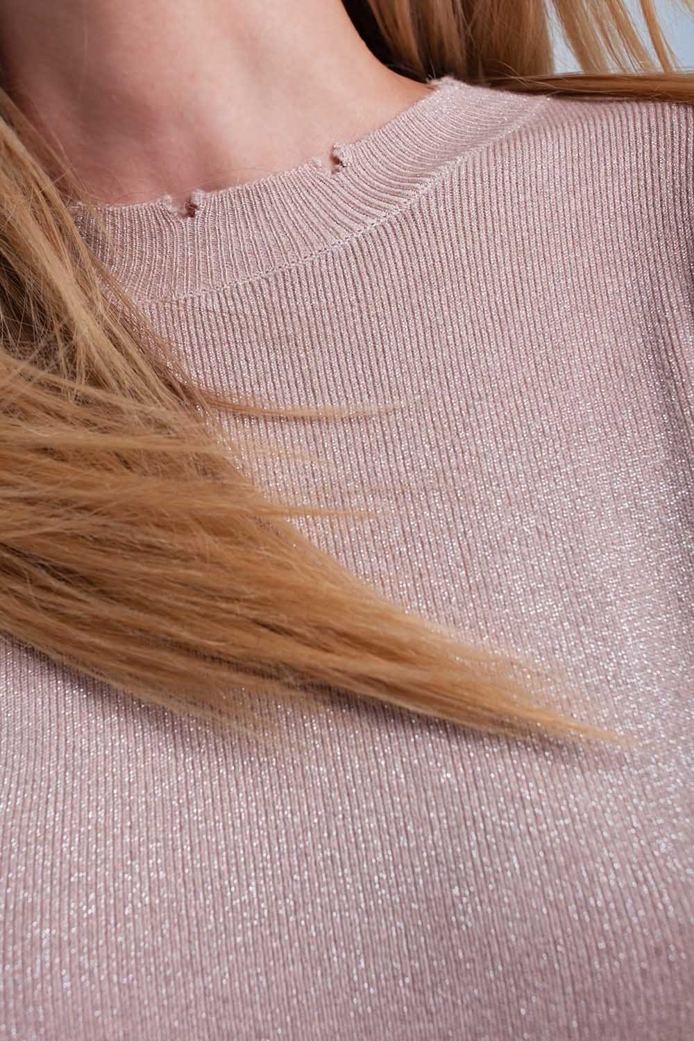 Q2 Women's Sweater Pink shiny sweater