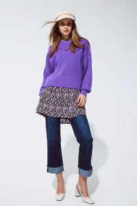 Q2 Women's Sweater Purple Chunky Knitted Relaxed Jumper