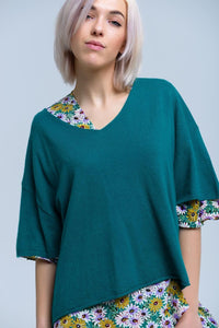 Q2 Women's Sweater Short sleeve green sweater