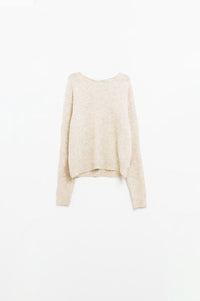 Q2 Women's Sweater Standard Fit Soft Knit Sweater In Beige