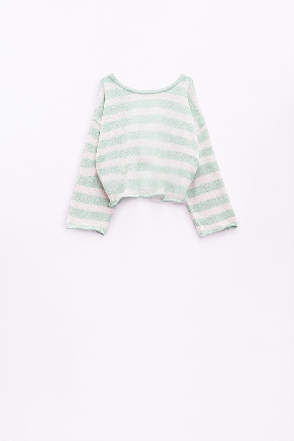 Q2 Women's Sweater Striped Sweater With Knot Detail At The Back