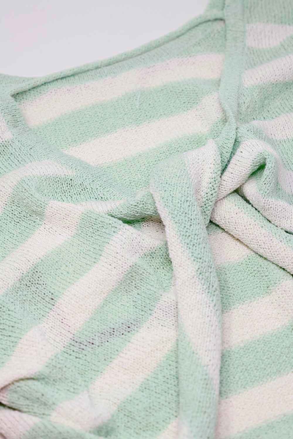 Q2 Women's Sweater Striped Sweater With Knot Detail At The Back