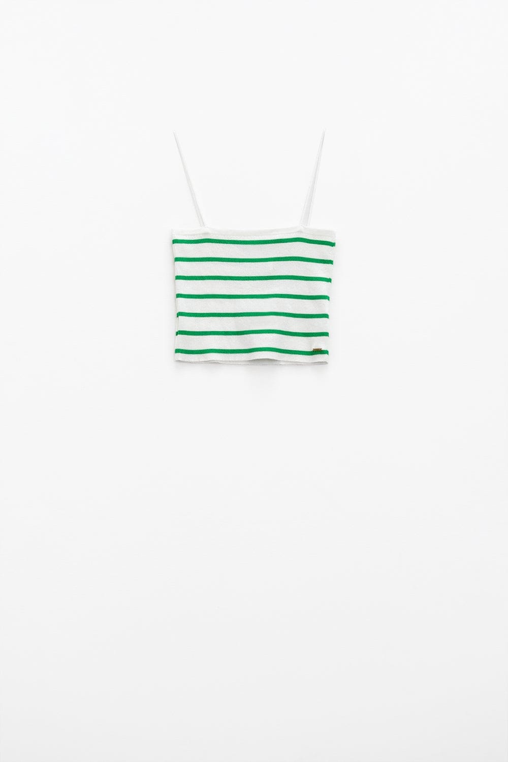 Q2 Women's Sweater Striped White And Green Top With Square Neckline