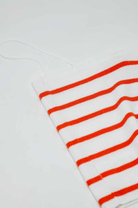 Q2 Women's Sweater Striped White And Orange Top With Square Neckline