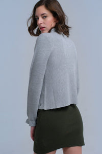 Q2 Women's Sweater Sweater with ruffle in gray