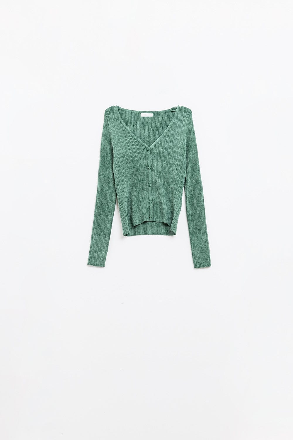 Q2 Women's Sweater Textured Cardigan In Mint Green