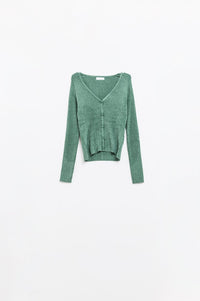 Q2 Women's Sweater Textured Cardigan In Mint Green