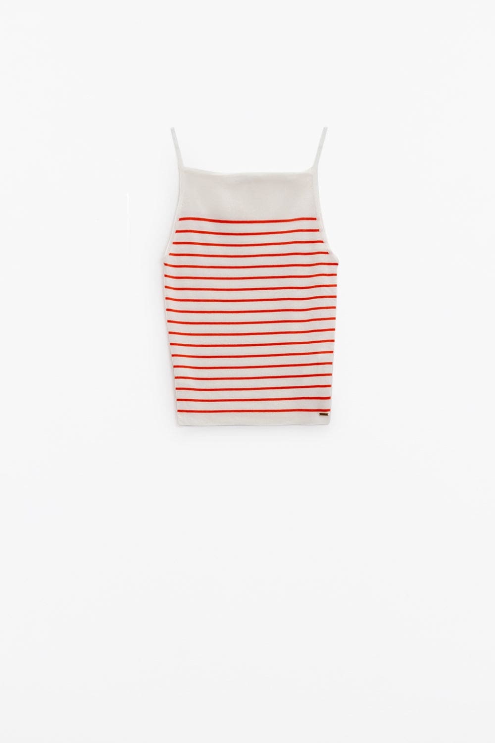 Q2 Women's Sweater White Top With Orange Stripes And Thin Straps