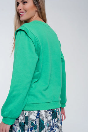 Q2 Women's Sweatshirt Boyfriend Sweatshirt with Shoulder Details