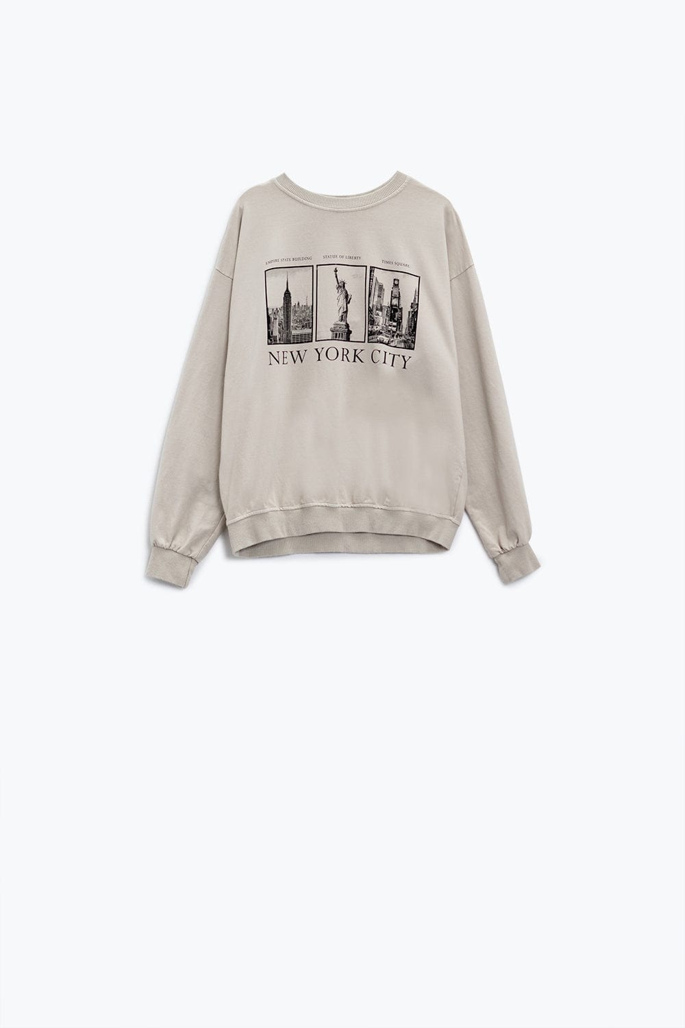 Q2 Women's Sweatshirt One Size / Beige Beige Long-Sleeved Sweatshirt With “New York City” Printed