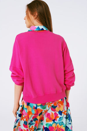 Q2 Women's Sweatshirt One Size / Fuchsia Basic Sweatshirt In Fucshia