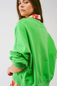 Q2 Women's Sweatshirt One Size / Green / China Basic Sweatshirt in Green