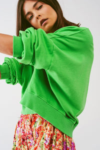 Q2 Women's Sweatshirt One Size / Green / China Basic Sweatshirt in Green