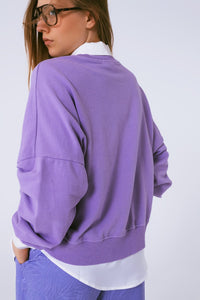 Q2 Women's Sweatshirt One Size / Purple Basic Sweatshirt In Purple