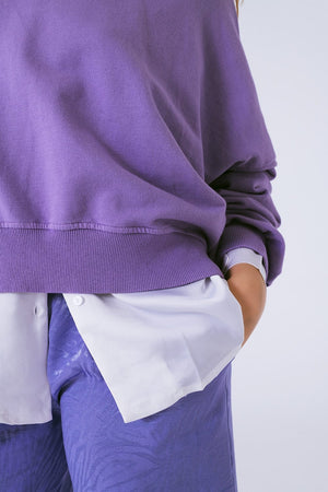 Q2 Women's Sweatshirt One Size / Purple Basic Sweatshirt In Purple