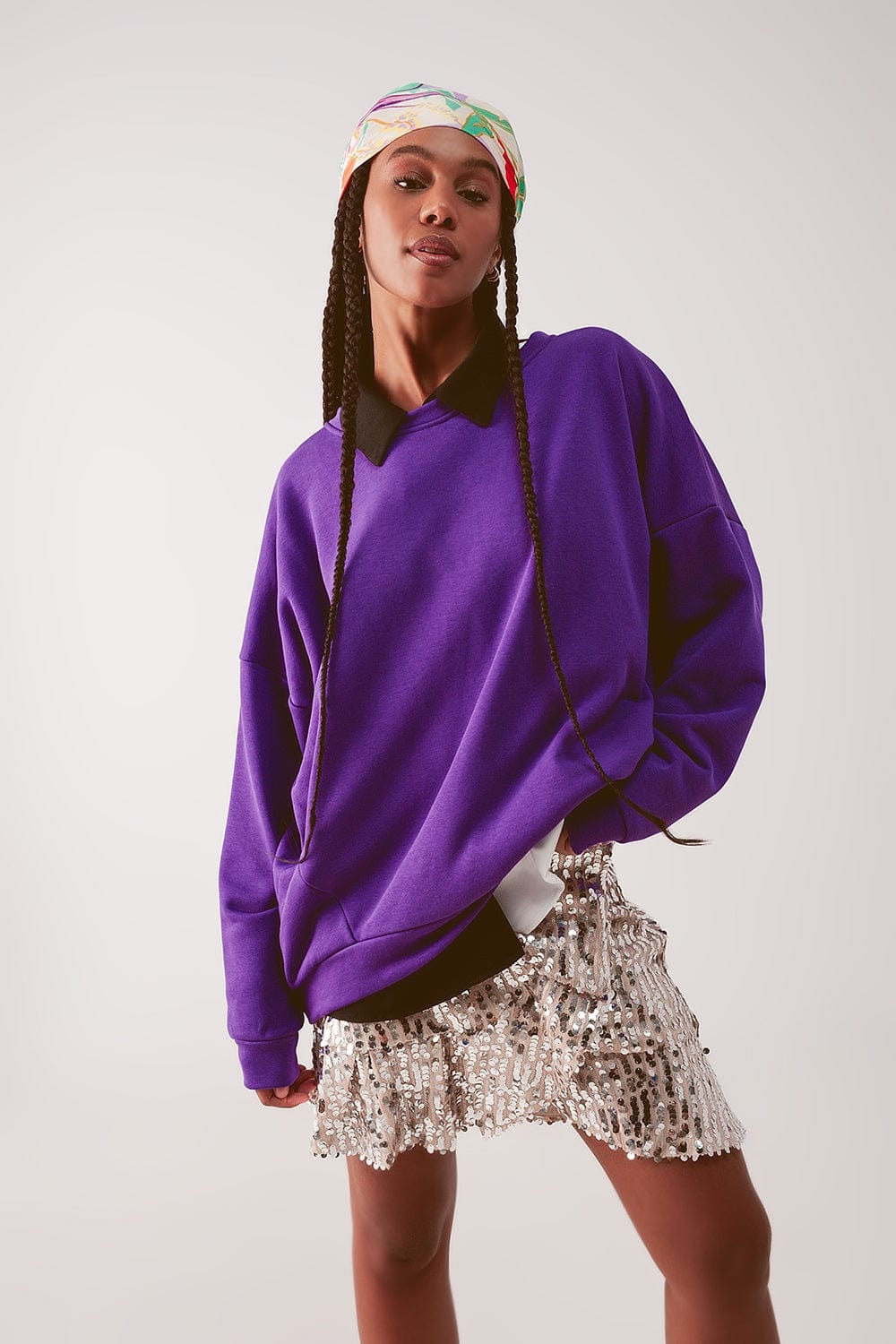 Q2 Women's Sweatshirt One Size / Purple / China Oversized Sweatshirt in Purple