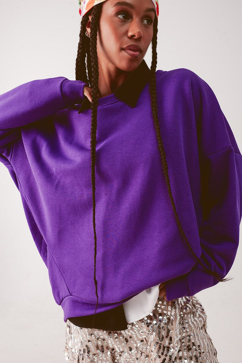 Q2 Women's Sweatshirt One Size / Purple / China Oversized Sweatshirt in Purple