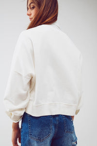 Q2 Women's Sweatshirt One Size / White Basic Sweatshirt In White