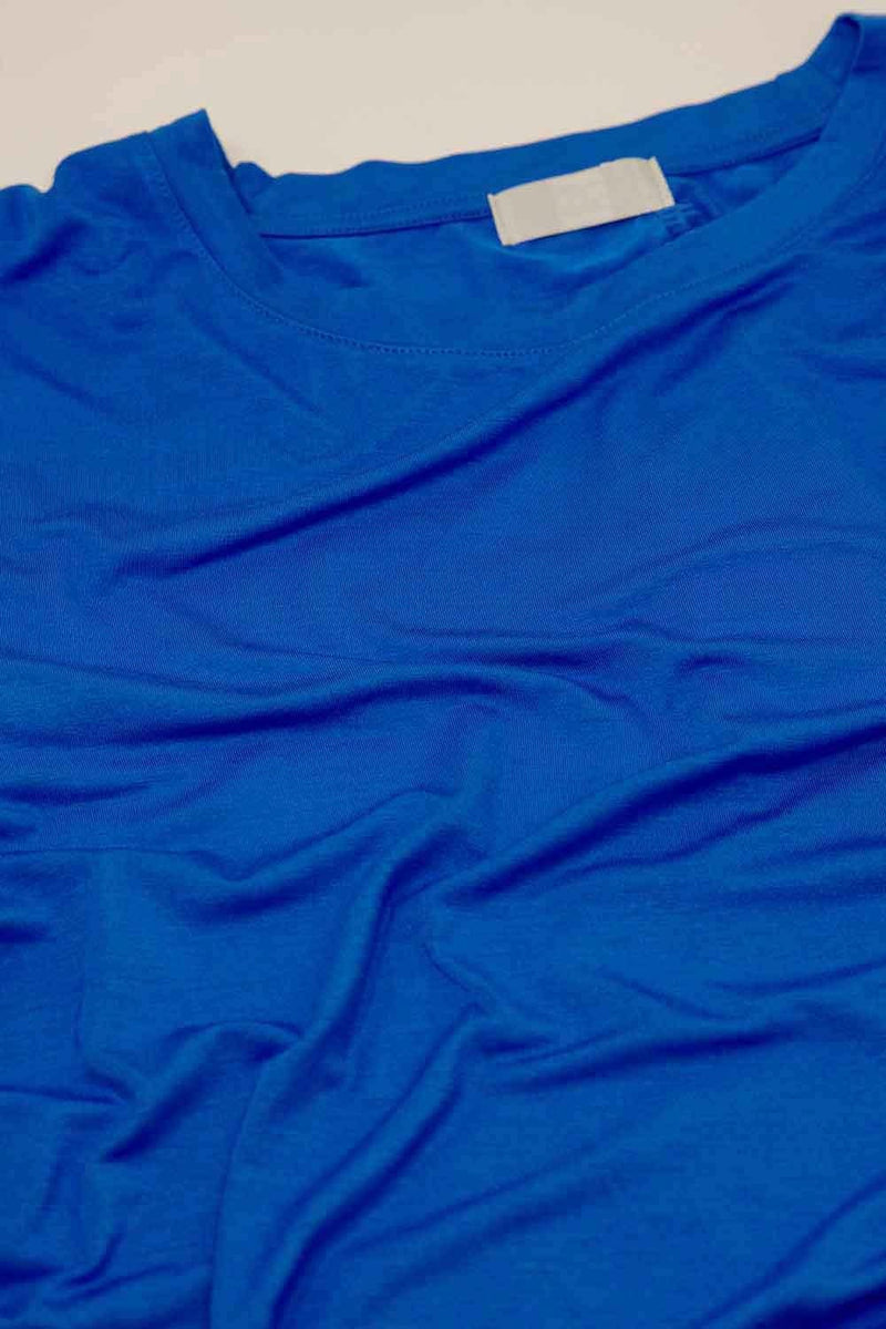 Q2 Women's Tees & Tanks Basic Blue Crew Neck Viscose T-Shirt