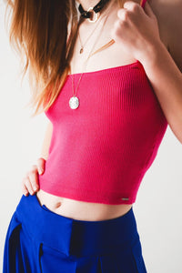 Q2 Women's Tees & Tanks Knitted Clean Ribbed Tank Top in Fucshia