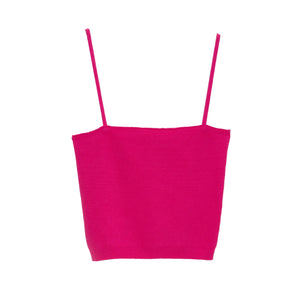 Q2 Women's Tees & Tanks Knitted Clean Ribbed Tank Top in Fucshia