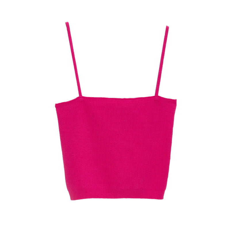 Q2 Women's Tees & Tanks Knitted Clean Ribbed Tank Top in Fucshia